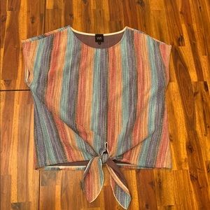 Striped tie blouse